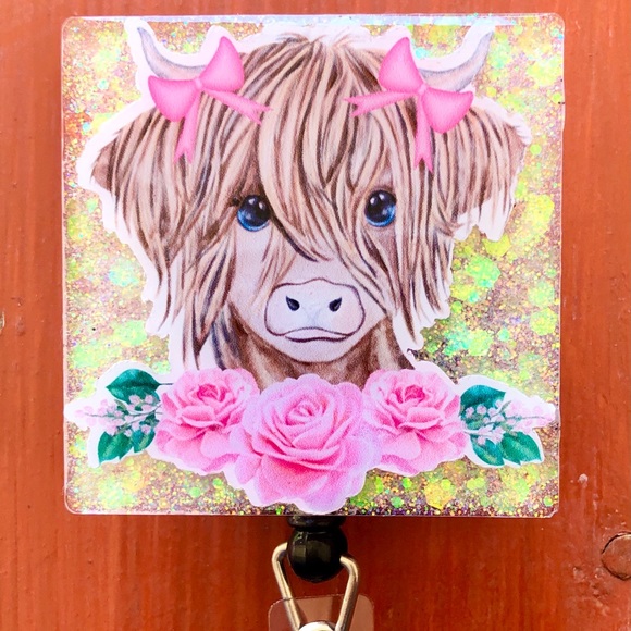 Adorable Cow Rose Badge Reel - Picture 1 of 4
